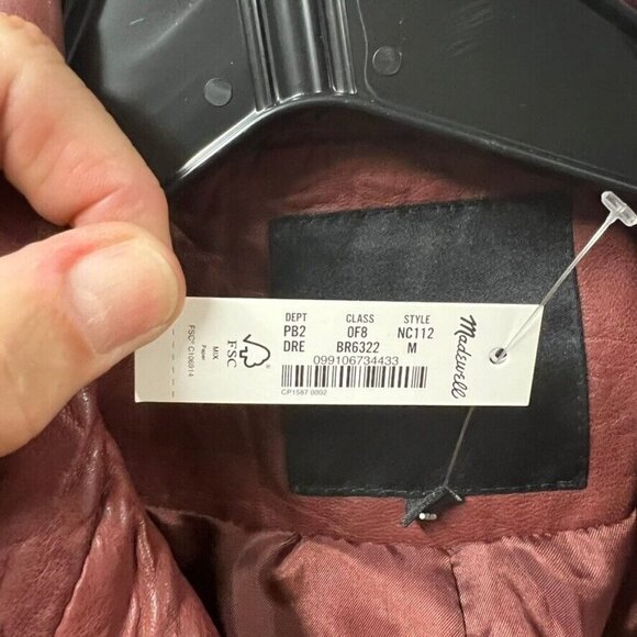 Madewell $525 Washed Leather Motorcycle Jacket Dusty Redwood Size M NC112 - Picture 14 of 15